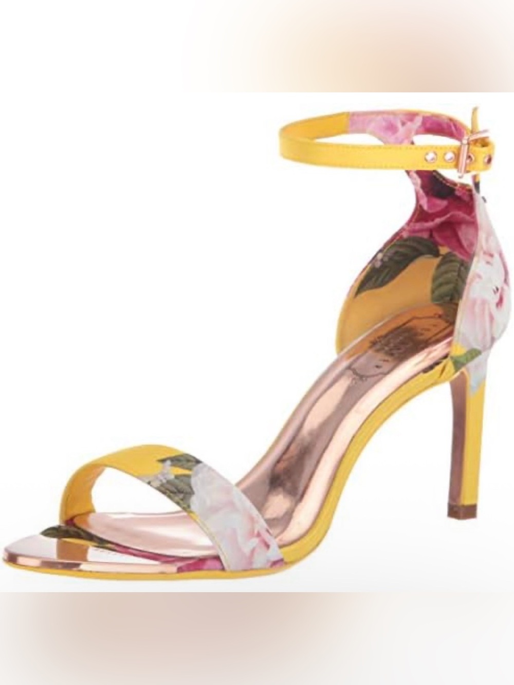 Ted Baker Women’s Ulanii Yellow Floral 3.5” Heeled Sandals Size 38/ US 7.5